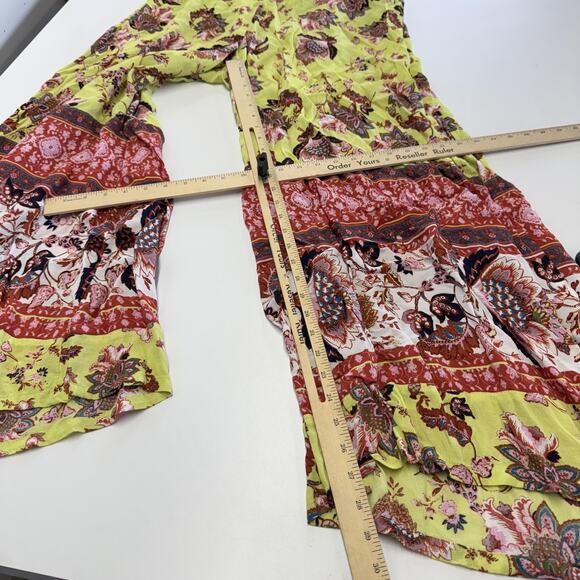 Free People Jumpsuit Womens Medium Bali Citrus Skies Boho Floral Wide Leg - Picture 11 of 11